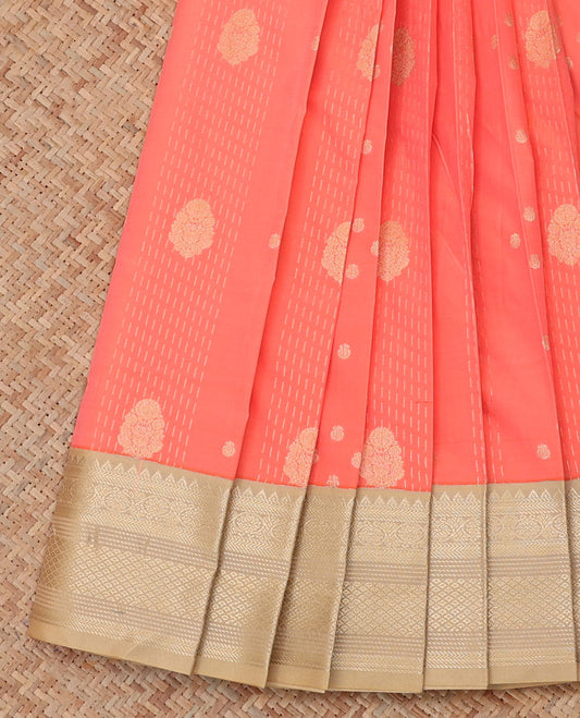 Pink Budget Silk Saree, Adorned with Zari Buttas, a Contrast Traditional Zari Border, Grand Pallu, and a Contrast Blouse