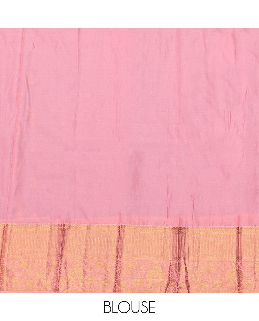 Blue Budget Silk Saree, Graced with Zari Buttas and Stripes, Complemented by Contrast Traditional Zari Border, a Grand Jaal Pallu  and a Contrast Blouse