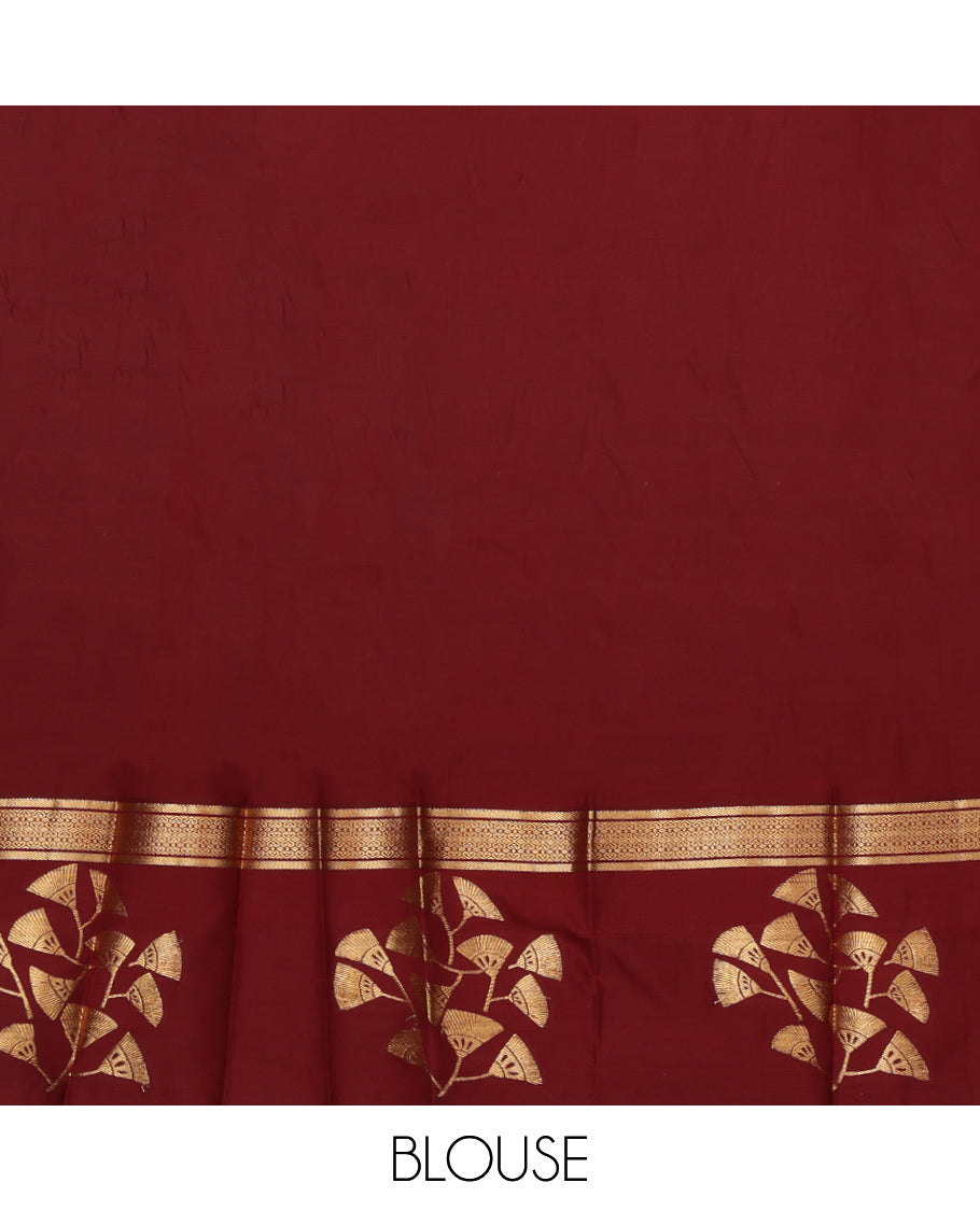 Blue Budget Silk Saree, Enriched with Zari Buttas, Complemented by a Contrast Traditional Zari Border, Grand Pallu, and a Contrast Blouse