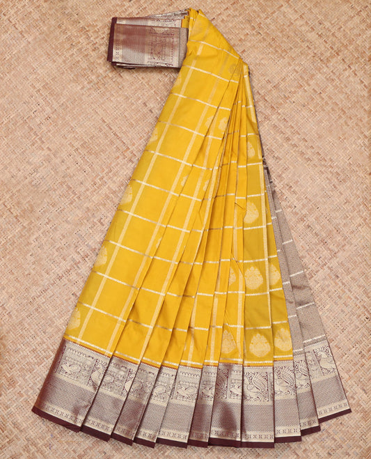 Yellow Zari Buttas Budget Silk Saree
