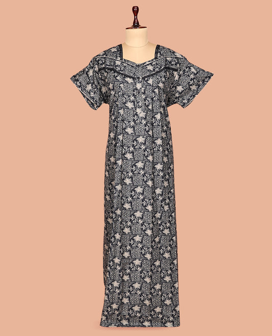 Dark Blue Cotton-Blended Nighty