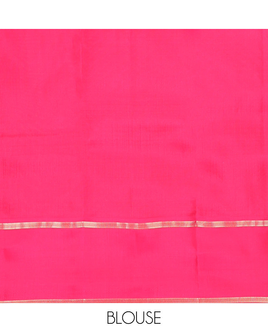 Blue zari design Vasundhara silk mix, contrast rettai pettu border, and contrast jaal pallu