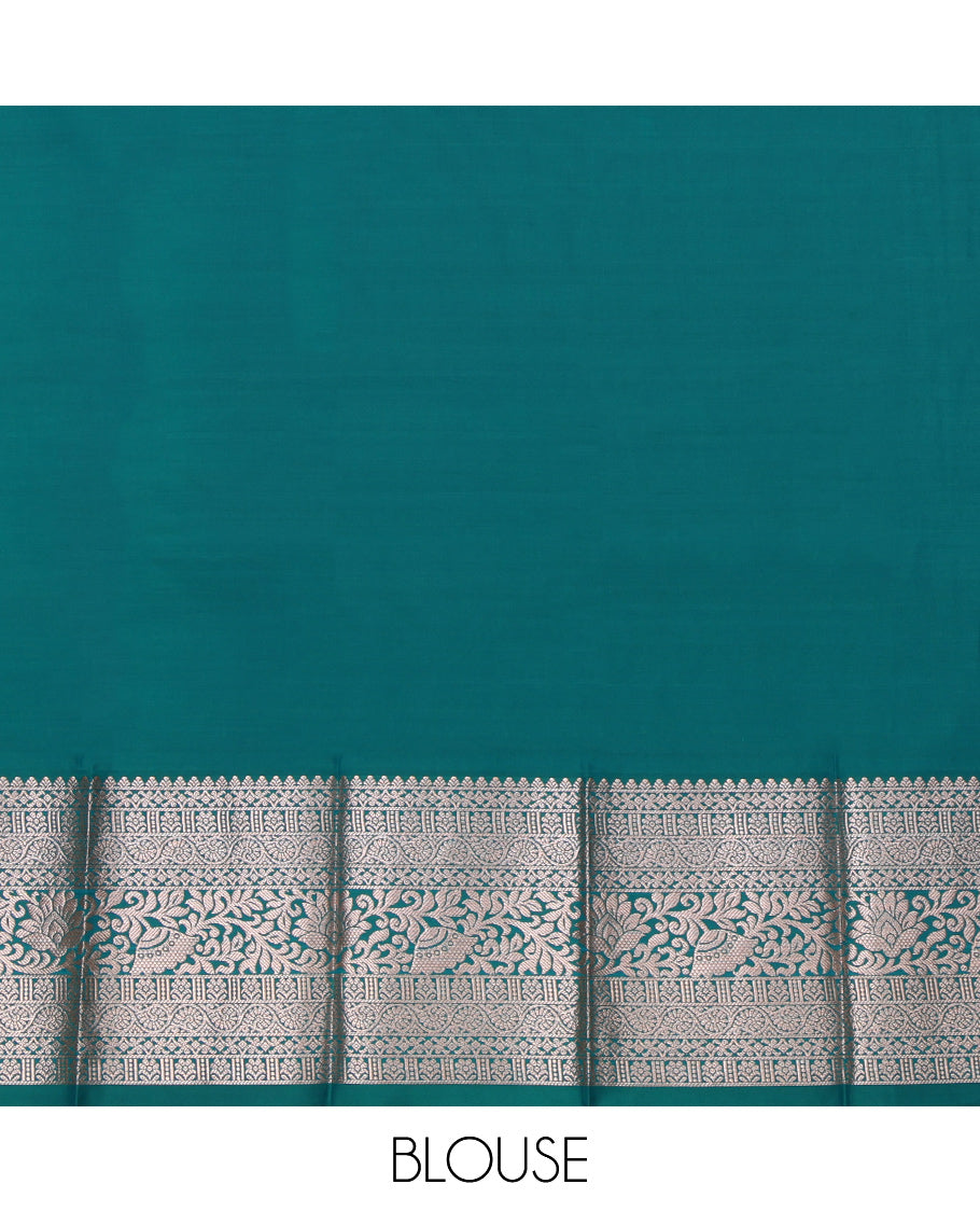 Violet Budget Silk Saree Featuring Zari Buttas, Complemented by a Contrast Traditional Zari Border, Grand Pallu, and a Contrast Blouse