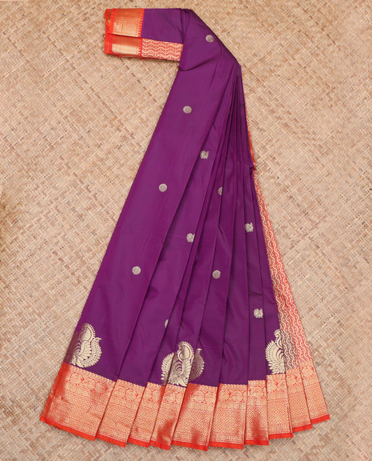 Purple Contrast Traditional Budget Silk Saree