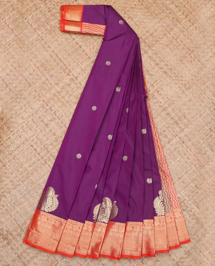 Purple Contrast Traditional Budget Silk Saree