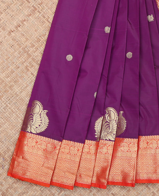 Purple Contrast Traditional Budget Silk Saree