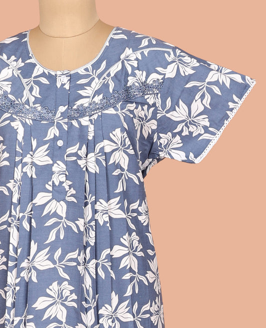 Grey Cotton-Blended Nighty