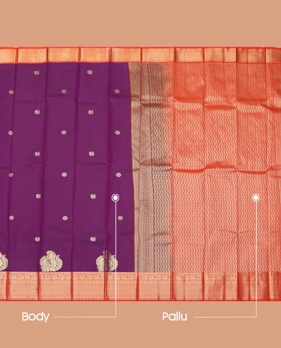 Purple Contrast Traditional Budget Silk Saree