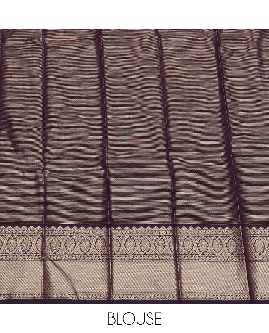 Green Budget Silk Saree, Elevated with Zari Buttas and Checks, Complemented by a Contrast Traditional Zari Border, Grand Pallu, and a Contrast Blouse