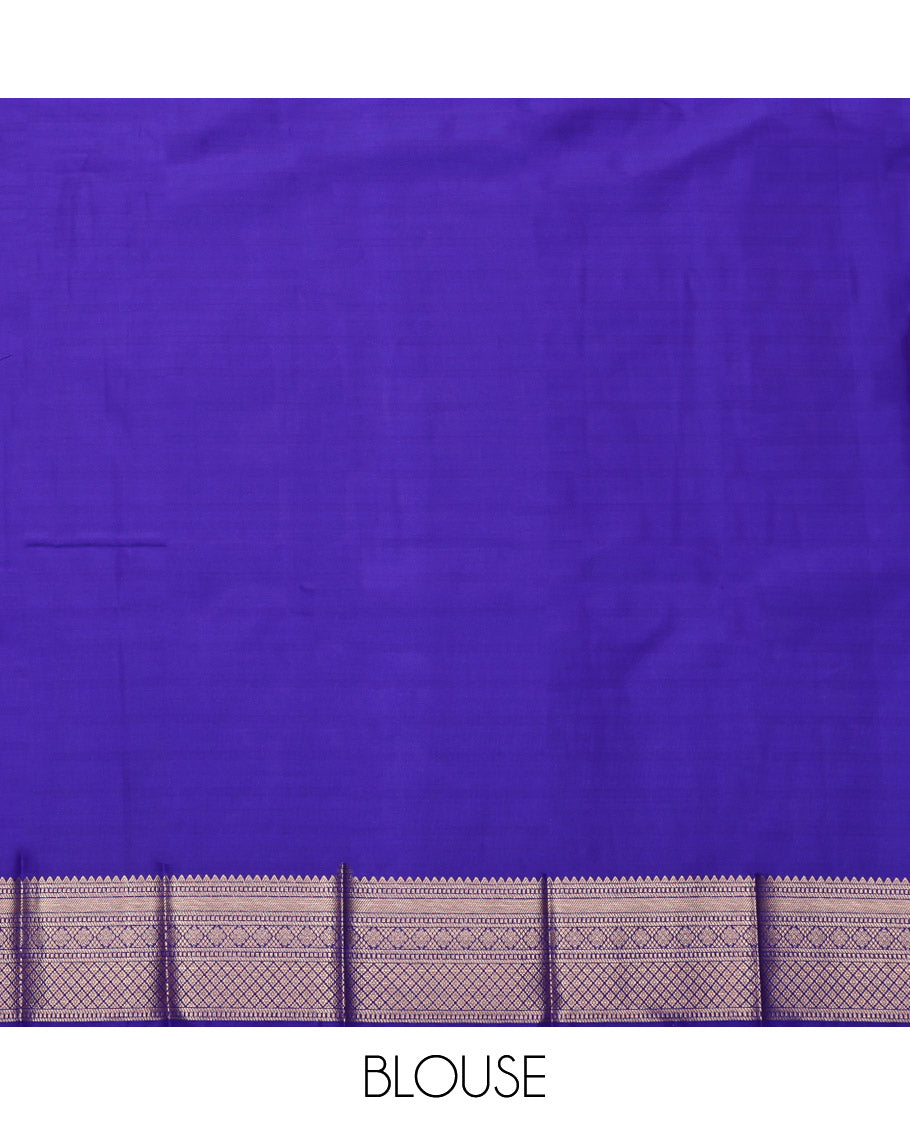 Royal Blue Budget Silk Saree, Ornamented with Zari Buttas, Highlighted by a Traditional Zari Border, Intricate Pallu, and a Matching Blouse