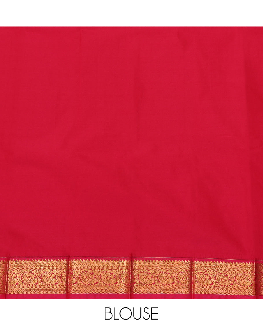 Turquoise Budget Silk Saree, Crafted with Stripes and Zari Buttas, a Contrast Traditional Zari Border, Grand Pallu, and a Contrast Blouse