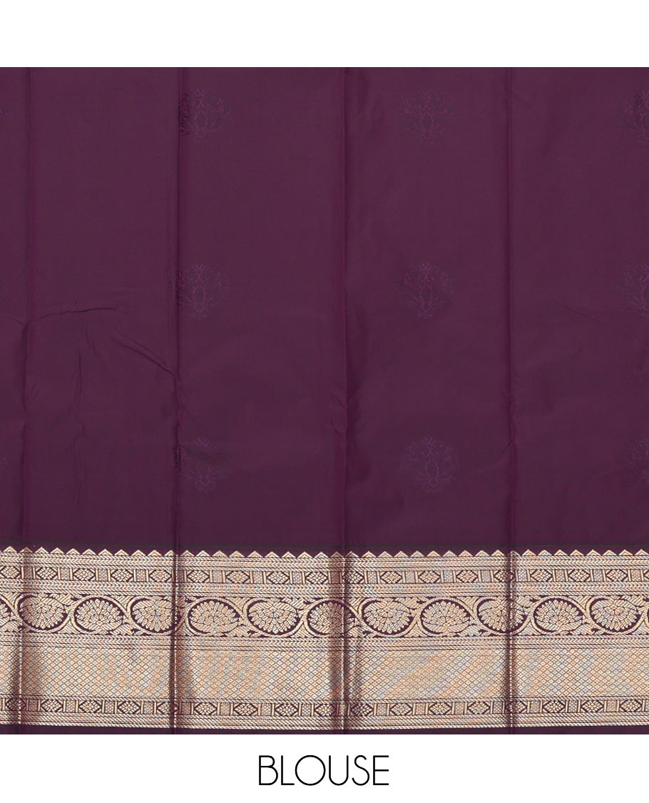 Blue Budget Silk Saree, Graced with Zari Buttas, Complemented by Contrast Traditional Zari Border, a Grand Pallu and a Contrast Blouse
