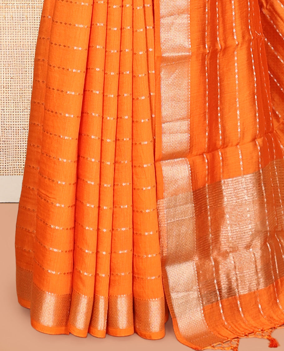 Orange Assam Silk Saree