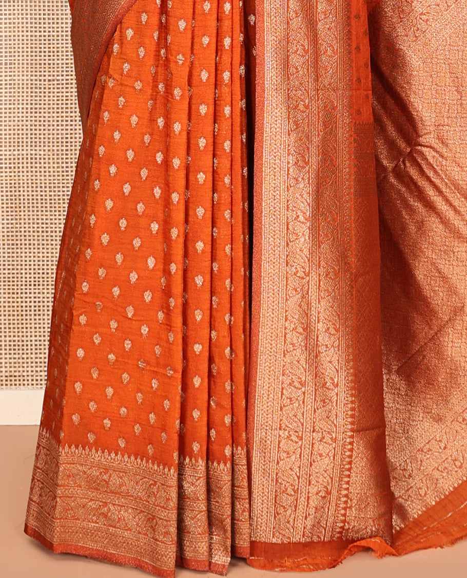 Orange Fancy Crepe Saree