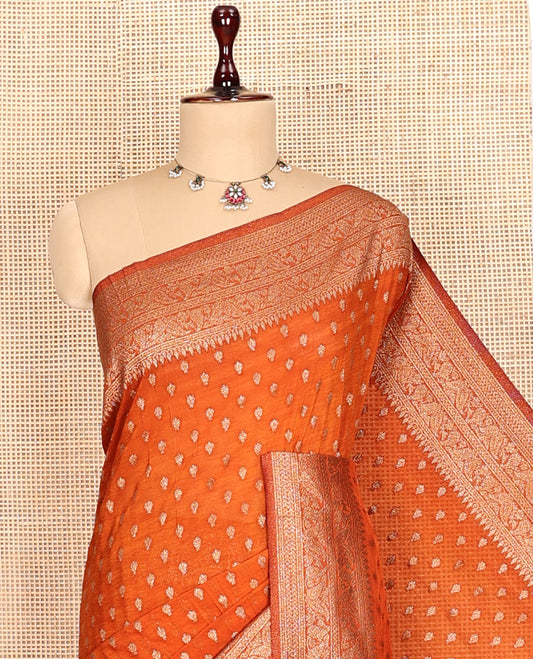 Orange Fancy Crepe Saree