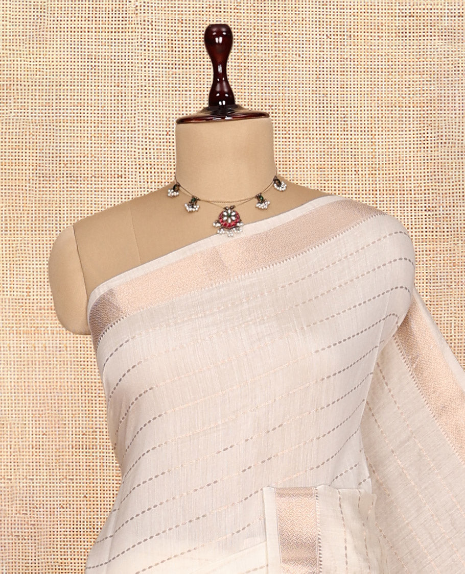 Off-White Assam Silk Saree