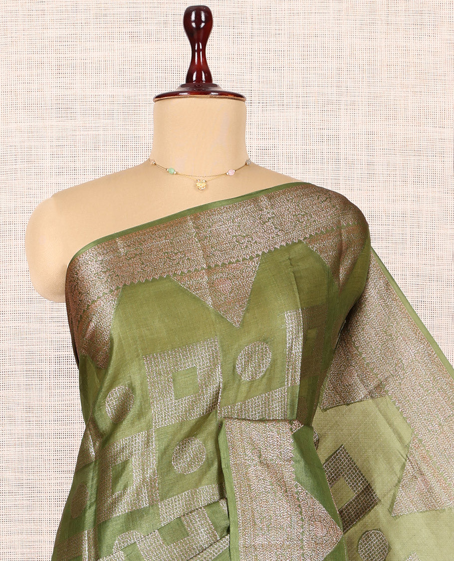 Green Tussar Silk Saree