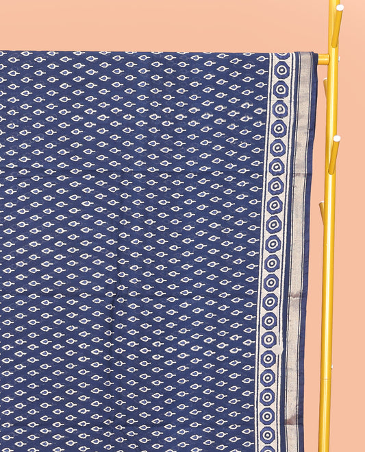 Purple Mul Mul Cotton Saree, Enriched with Ikat Buttas, Contrast Kalamkari Floral-Peacock Border, Kalamkari Printed Pallu, and a Contrast Blouse