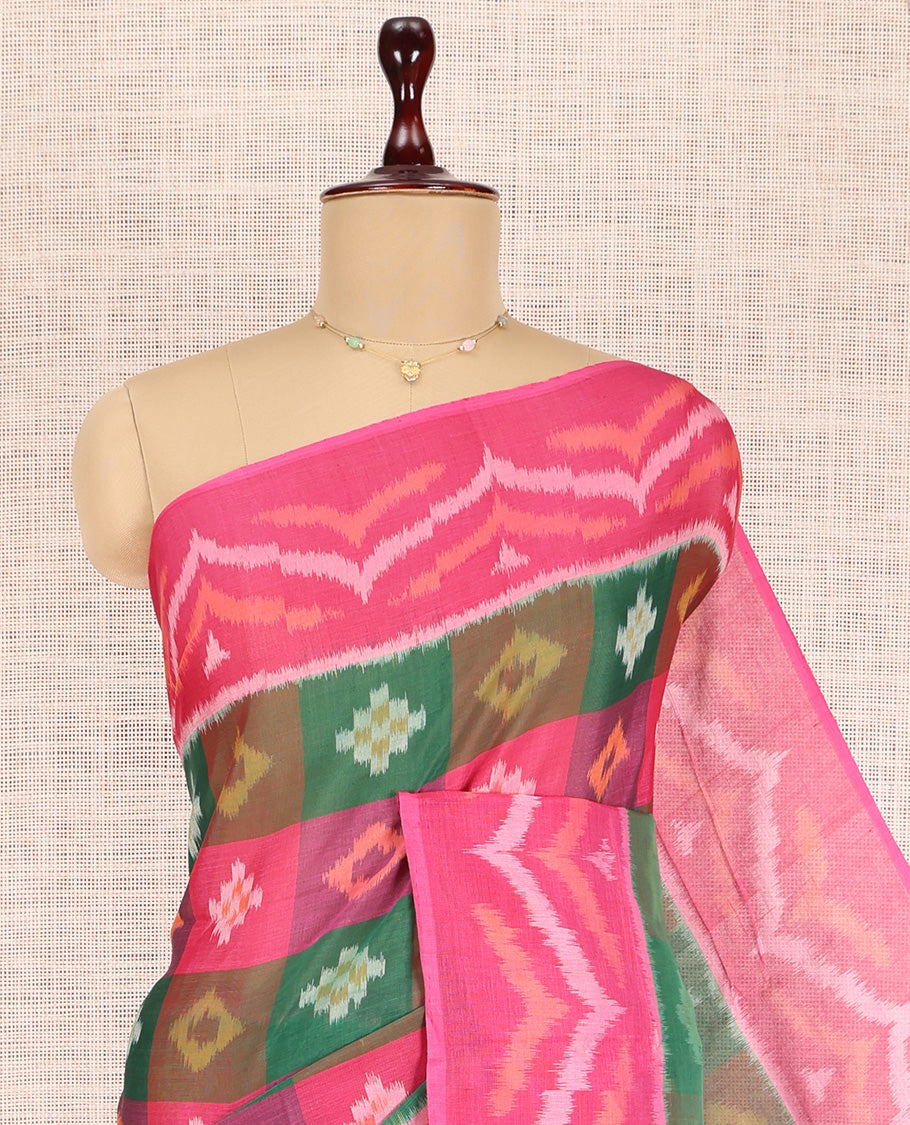 Multi-Color Pochampally Ikat Cotton Saree