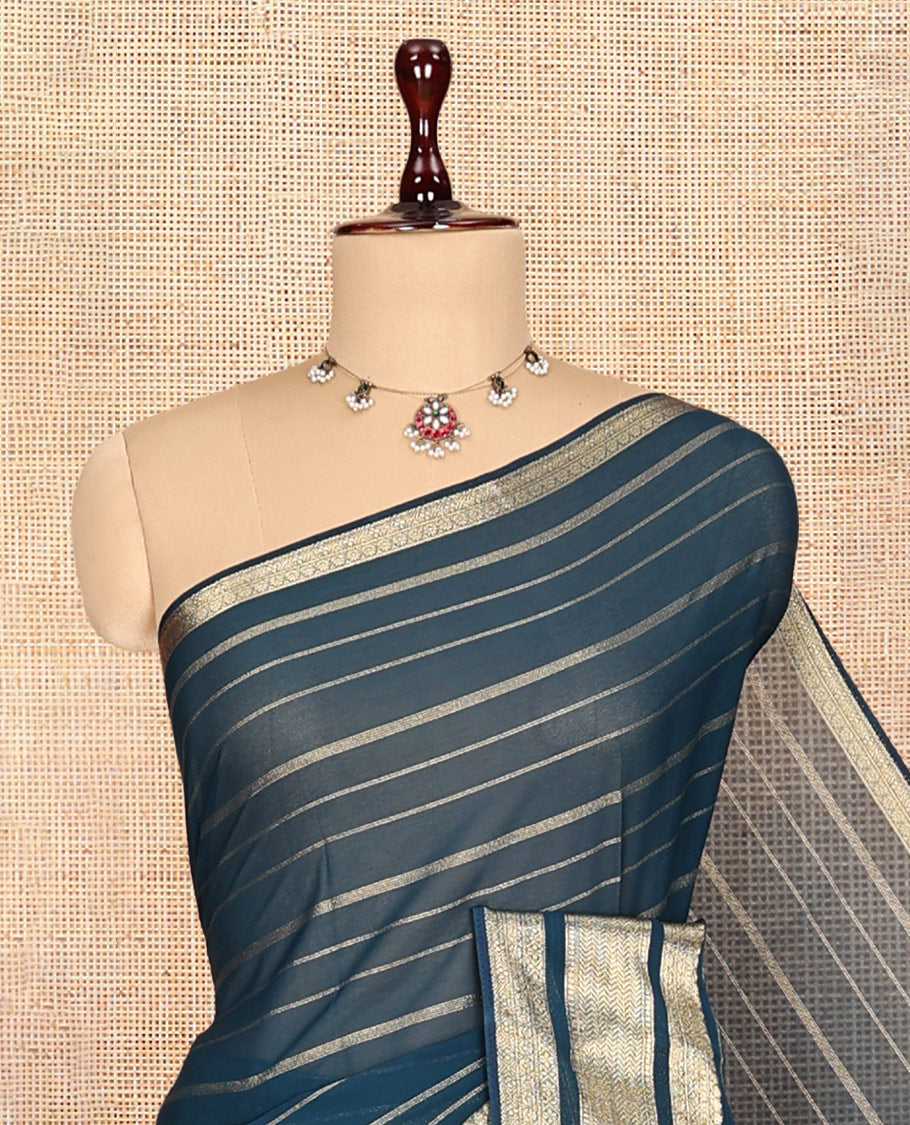 Blue Semi Mysore Silk Saree
