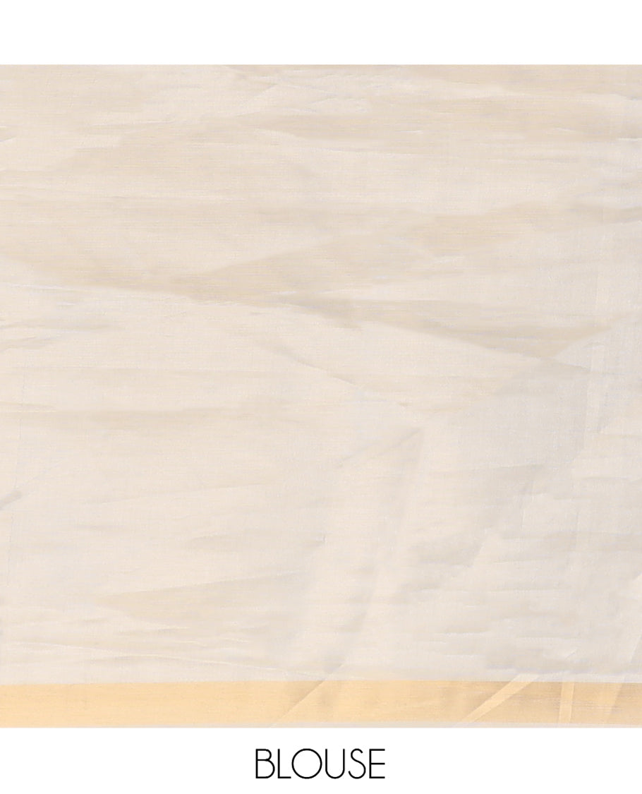 Gold Tissue Saree Adorned with Zari Stripes and Geometric Designs, a Zari Border, a Matching Blouse