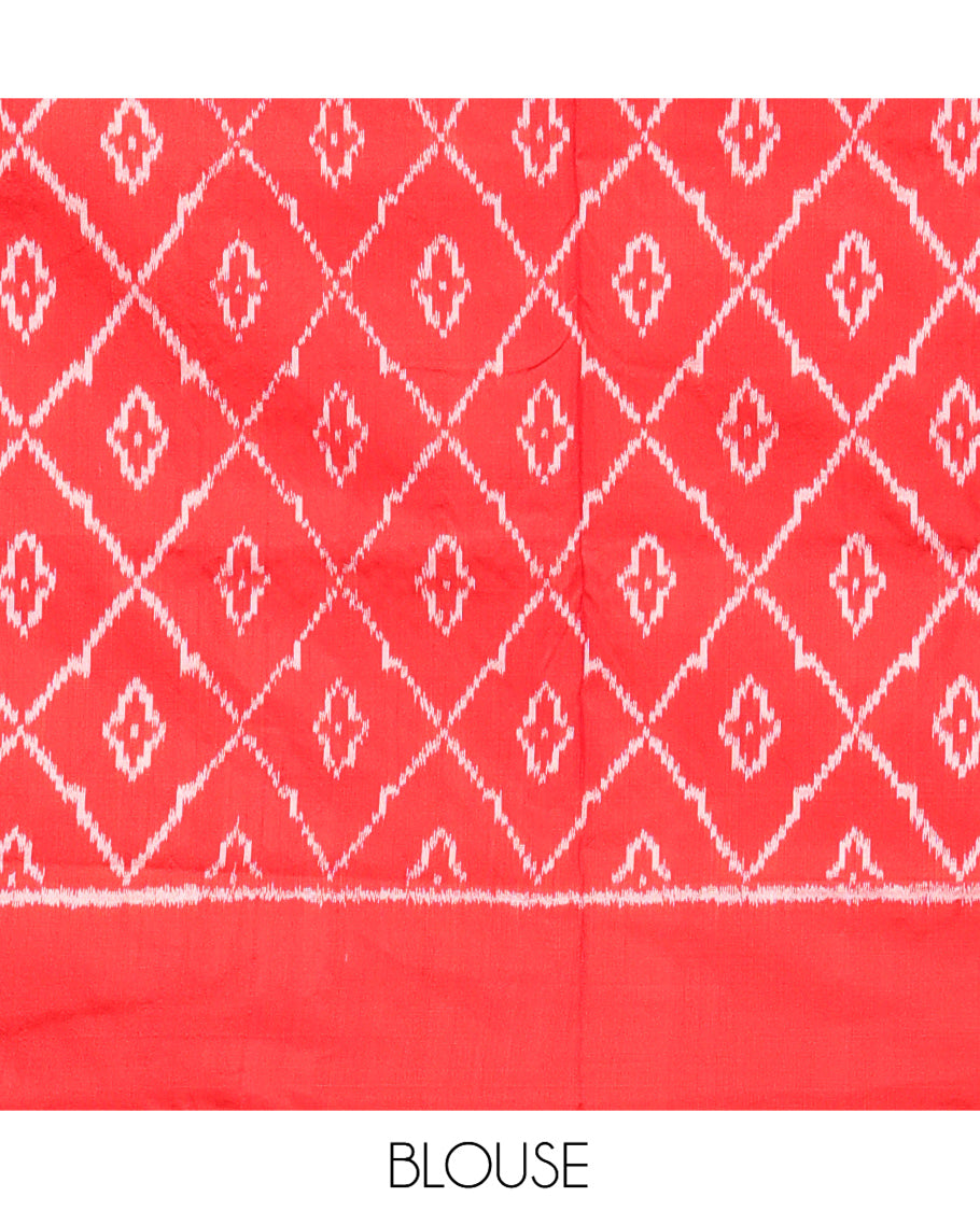 Black Pochampally Ikat Saree, Finely Crafted with Ikat Buttas, Ikkat Textured Border, Striped Pallu, and a Contrast Blouse
