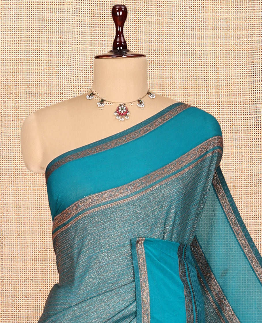 Blue Fancy Crepe Saree