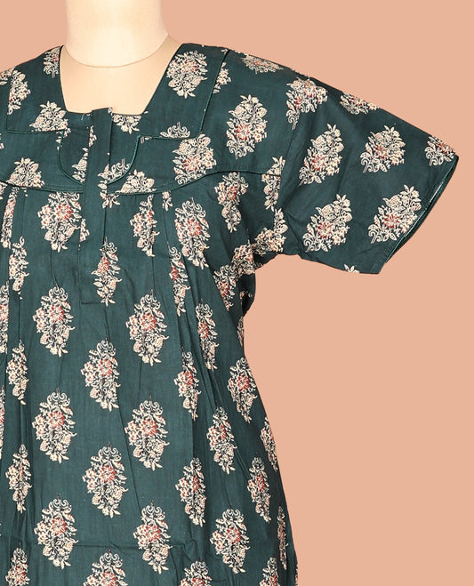 Green Cotton-Blended Nighty