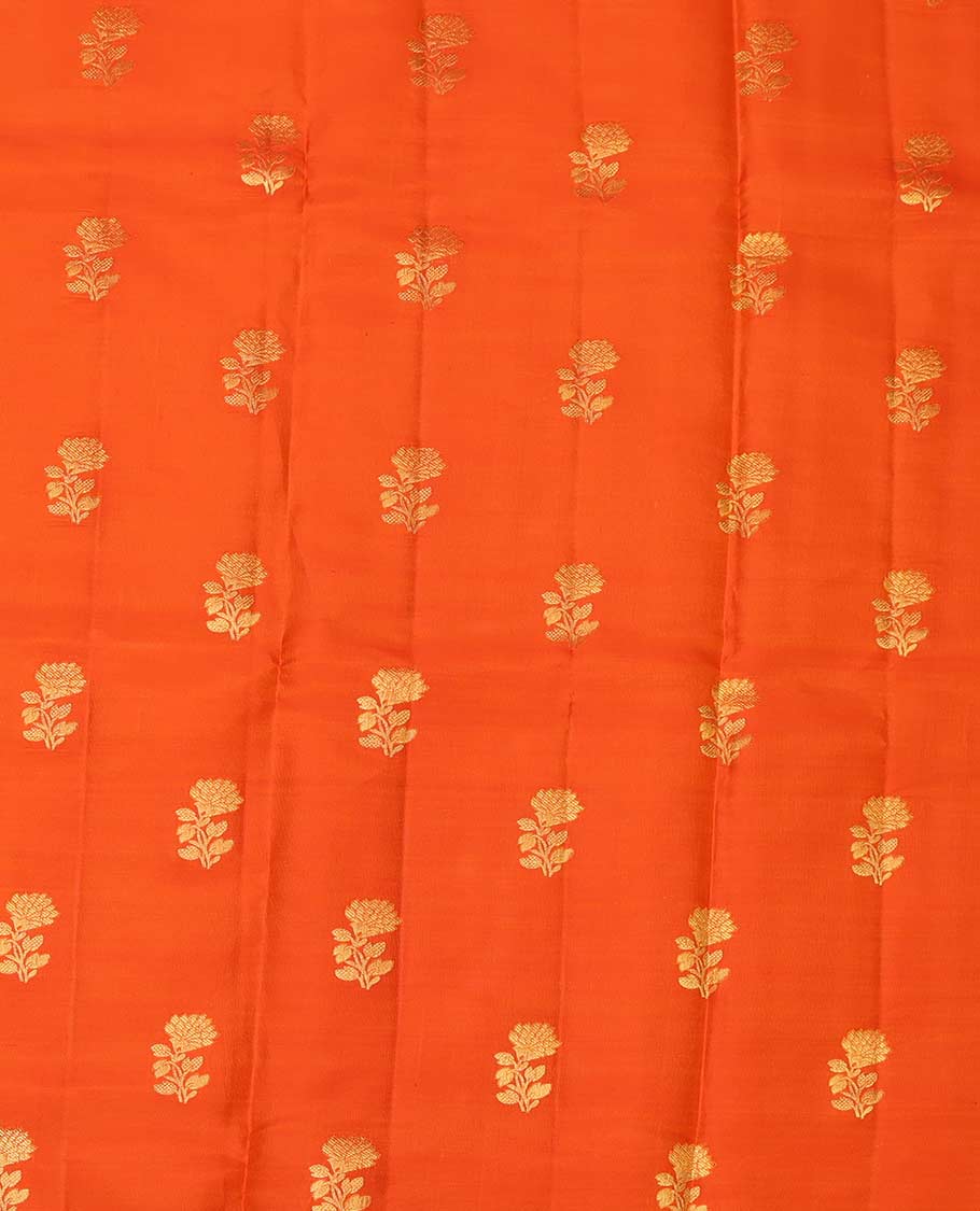 Orange Pure Silk Pavadai Material Set