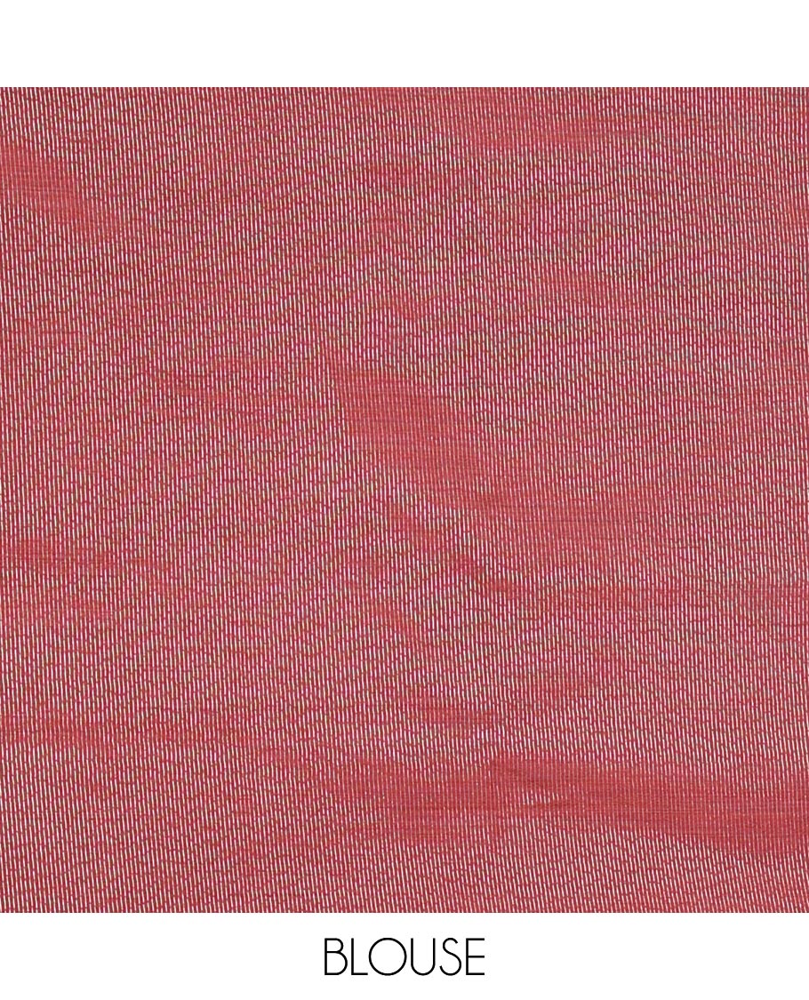 Maroon Semi-Tussar Saree Delicately Woven with Zari Horizontal Stripes and Thread Floral Designs, Featuring a Subtly Woven Temple Zari Border, a Striped Pallu, and a Matching Blouse