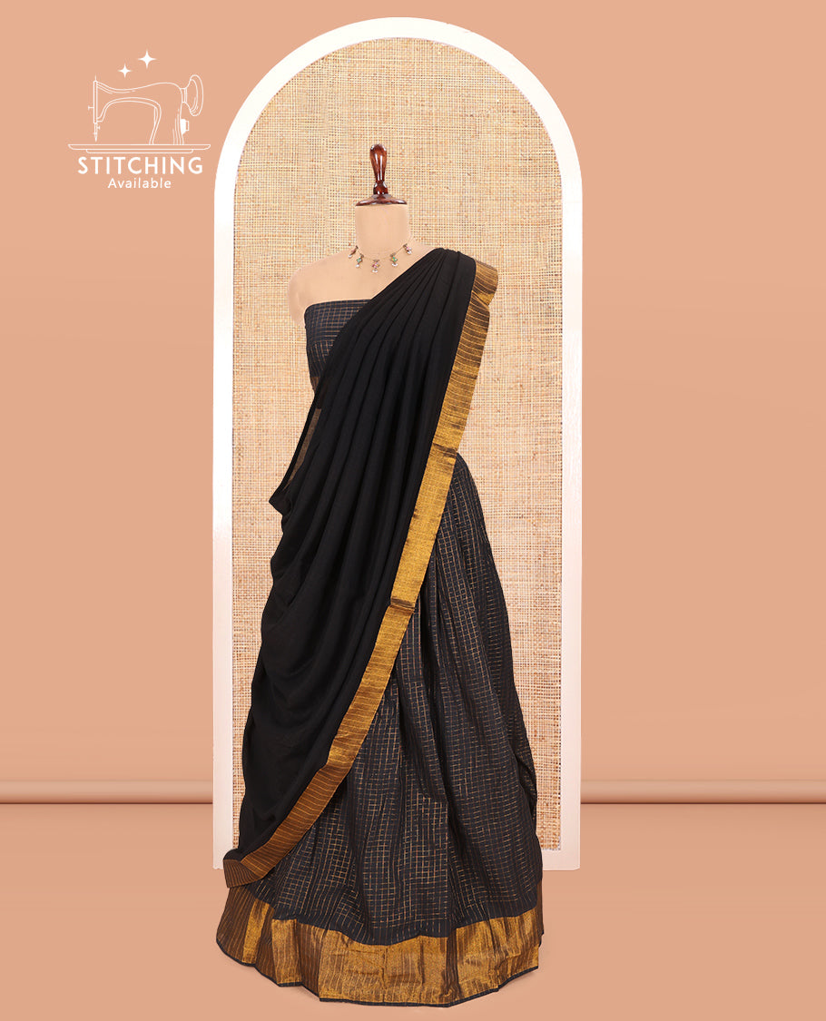 Black Sungudi Cotton Half-Saree