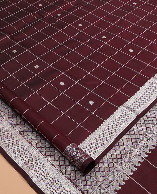 Maroon Kanchipuram Chettinad Saree