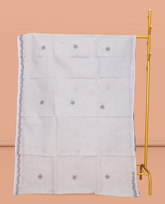 Grey Lucknowi Chikankari Saree