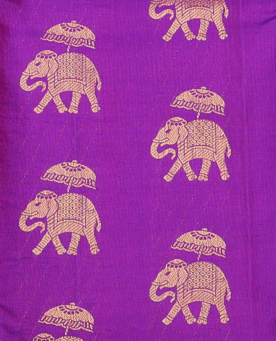 Violet Pure Silk Navarathna Pavadai Material Set