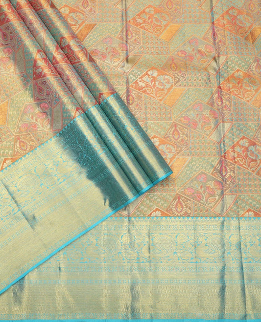 Multi-Color Pure Silk Navarathna Pavadai Material Set