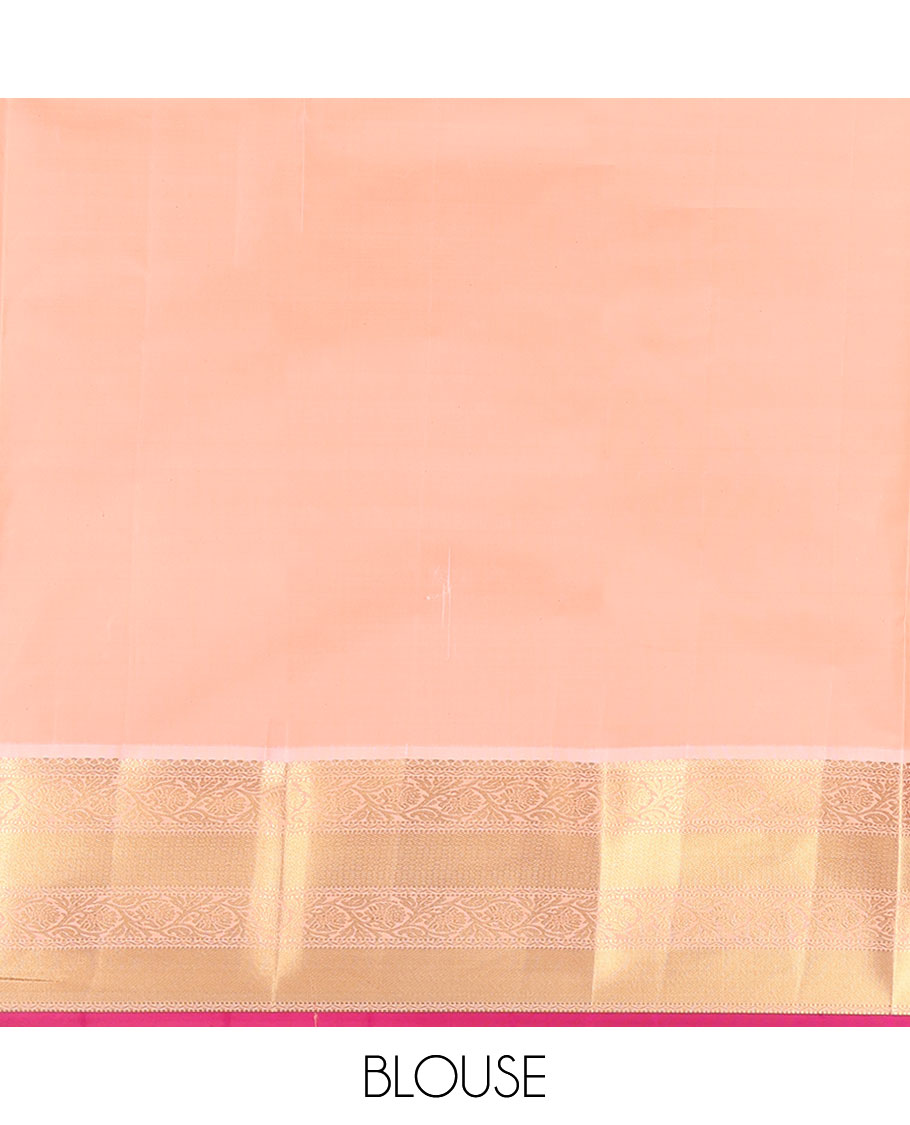 Green Vasundhara Lite Silk Mix Saree, Accentuated with Zari Buttas All Over Its Body, Complemented by a Contrast Border of Muthu, Kodi Visiry, and Mayil Kann Designs, Pallu Steeped with Stripes and Thilakam Designs, and Paired with a Contrast Blouse