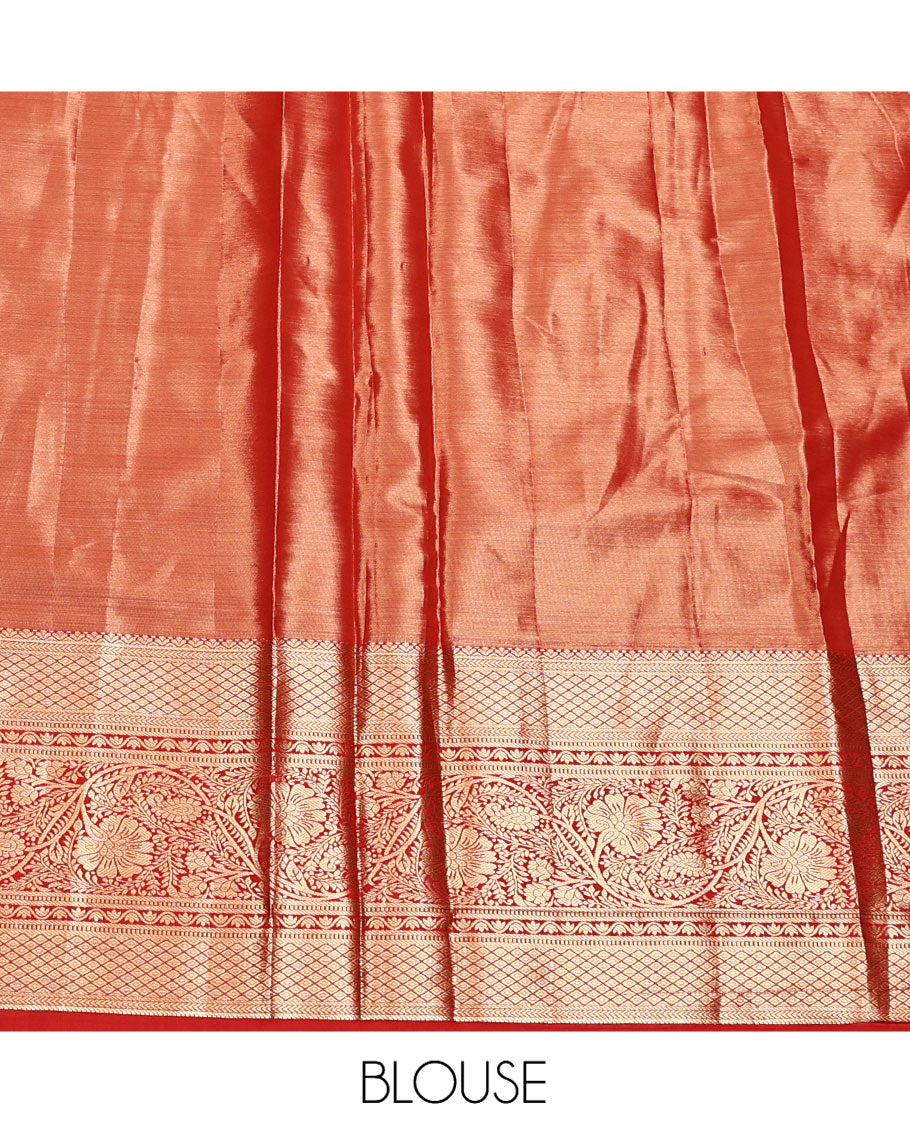 Pale Green Art Silk Half-Saree, Embellished with Jacquard Design, Contrast Traditional Zari Border, Paired with a Contrast Jacquard Blouse, and an Intricate Dhavani
