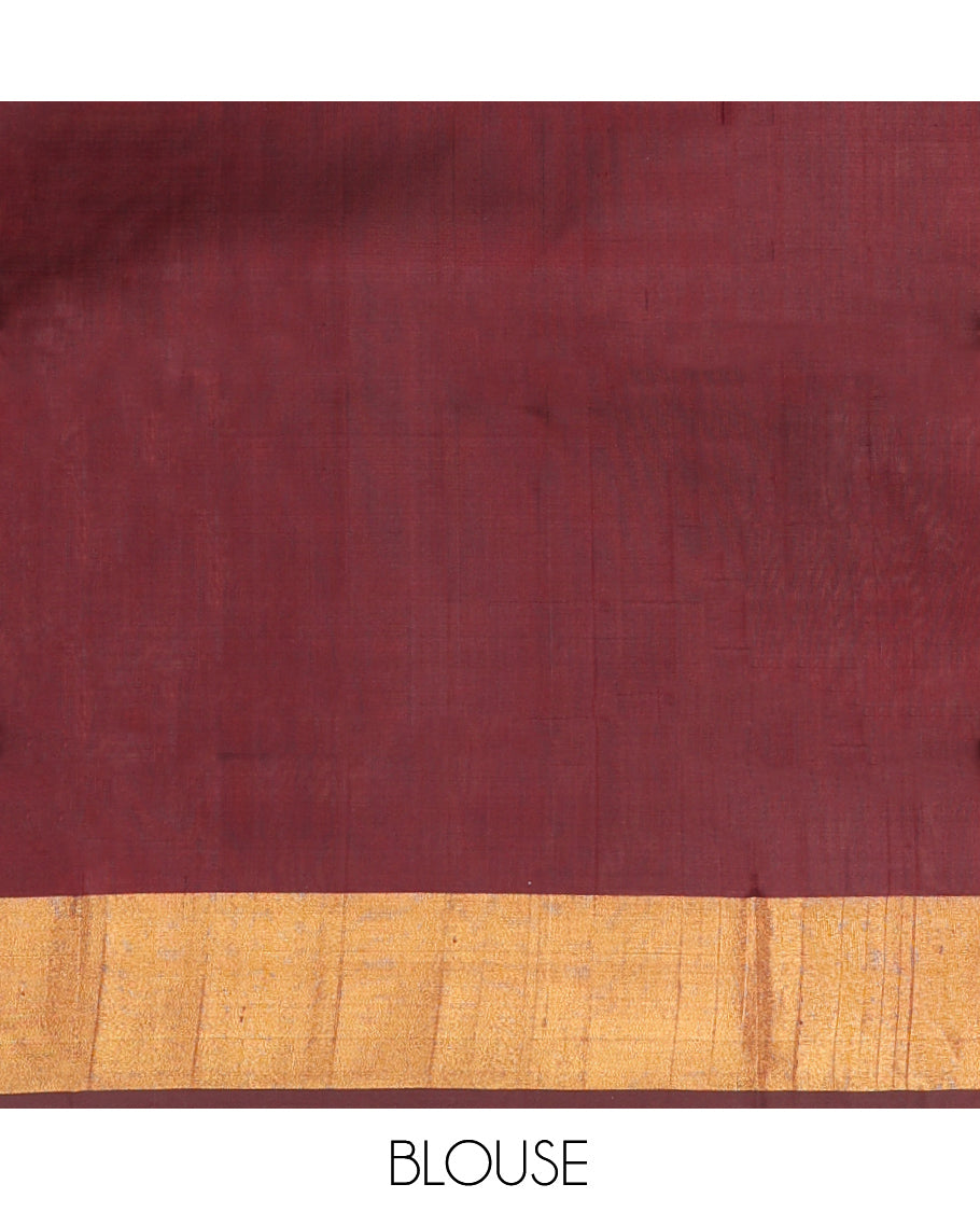 Pink Plain Uppada Silk Saree, Complemented by a Contrast Zari Border, Contrast Plain Pallu, and a Contrast Blouse