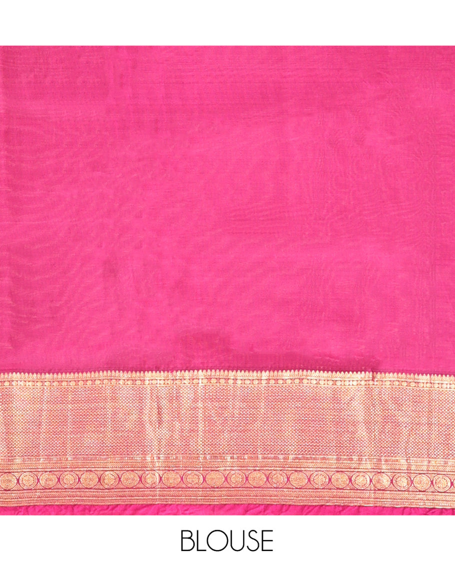 Purple-Magenta Zari Design Vasundhara Lite SilkMix Saree,Contrast Traditional Border,Contrast Blouse
