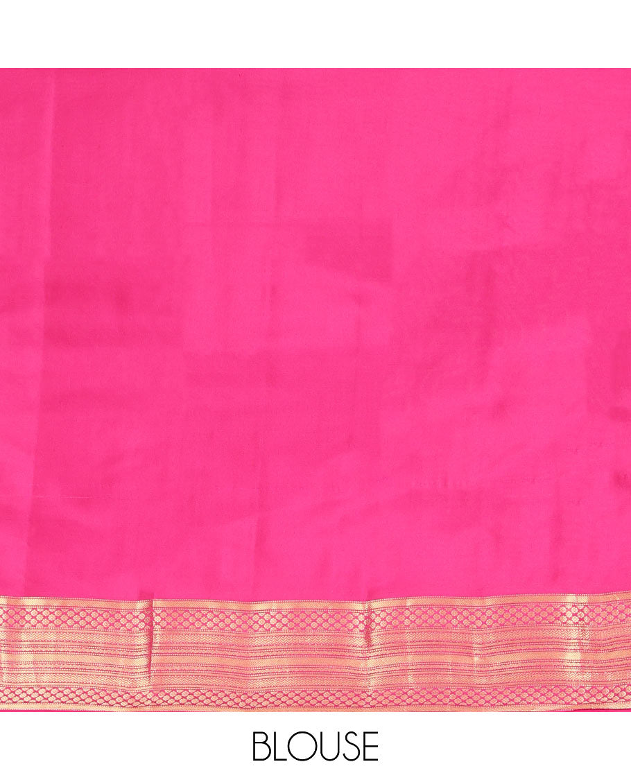 Pink Vasundhara Lite Silk Mix Saree, Decked Up with Zari Buttas, a Traditional Zari Border, Grand Pallu, and a Matching Blouse