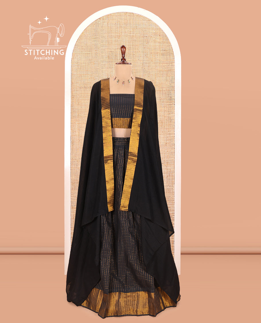 Black Sungudi Cotton Half-Saree