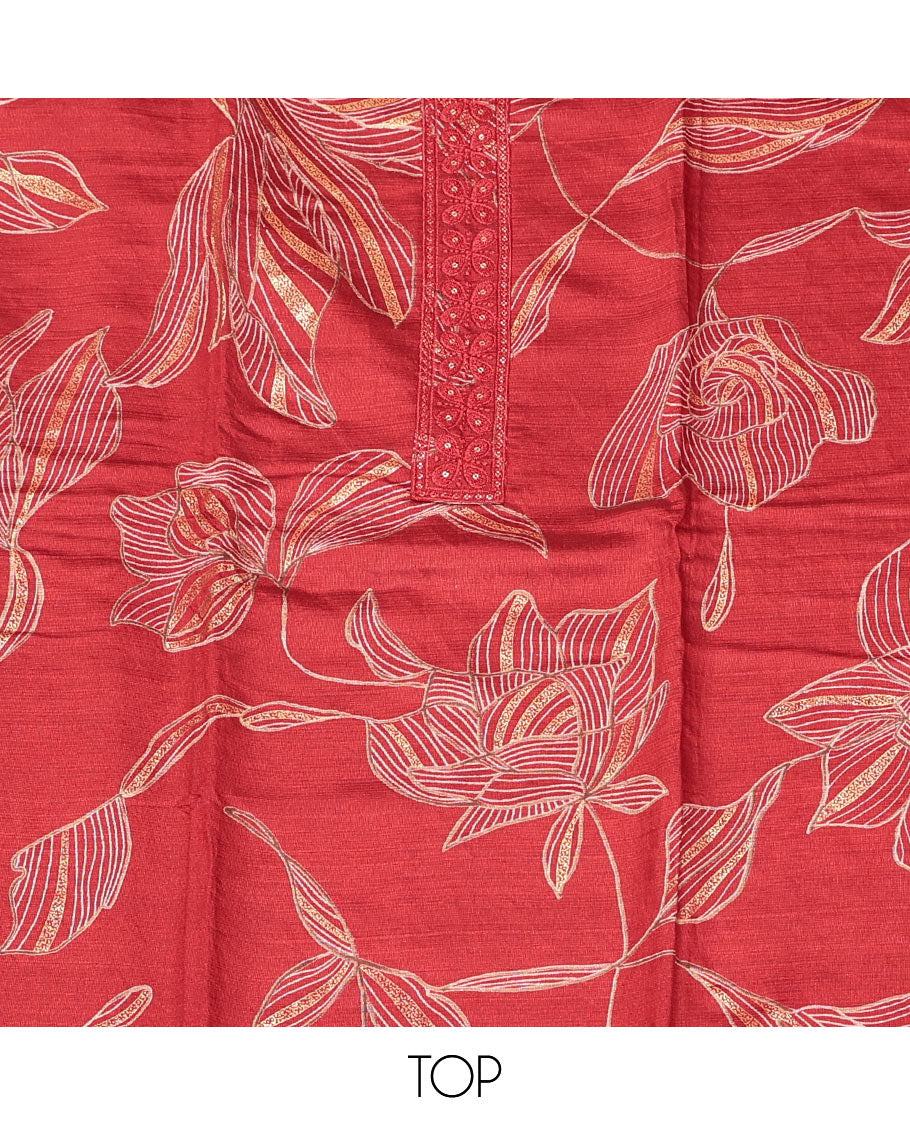 Red Rayon Material Chudidar Set