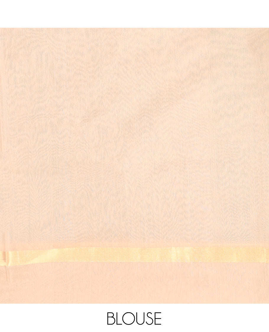Blue Silk Cotton Saree, Adorned with Zari Buttas, Highlighted by Zari Motifs Woven Border, Contrast Intricately Designed Pallu, and a Contrast Blouse