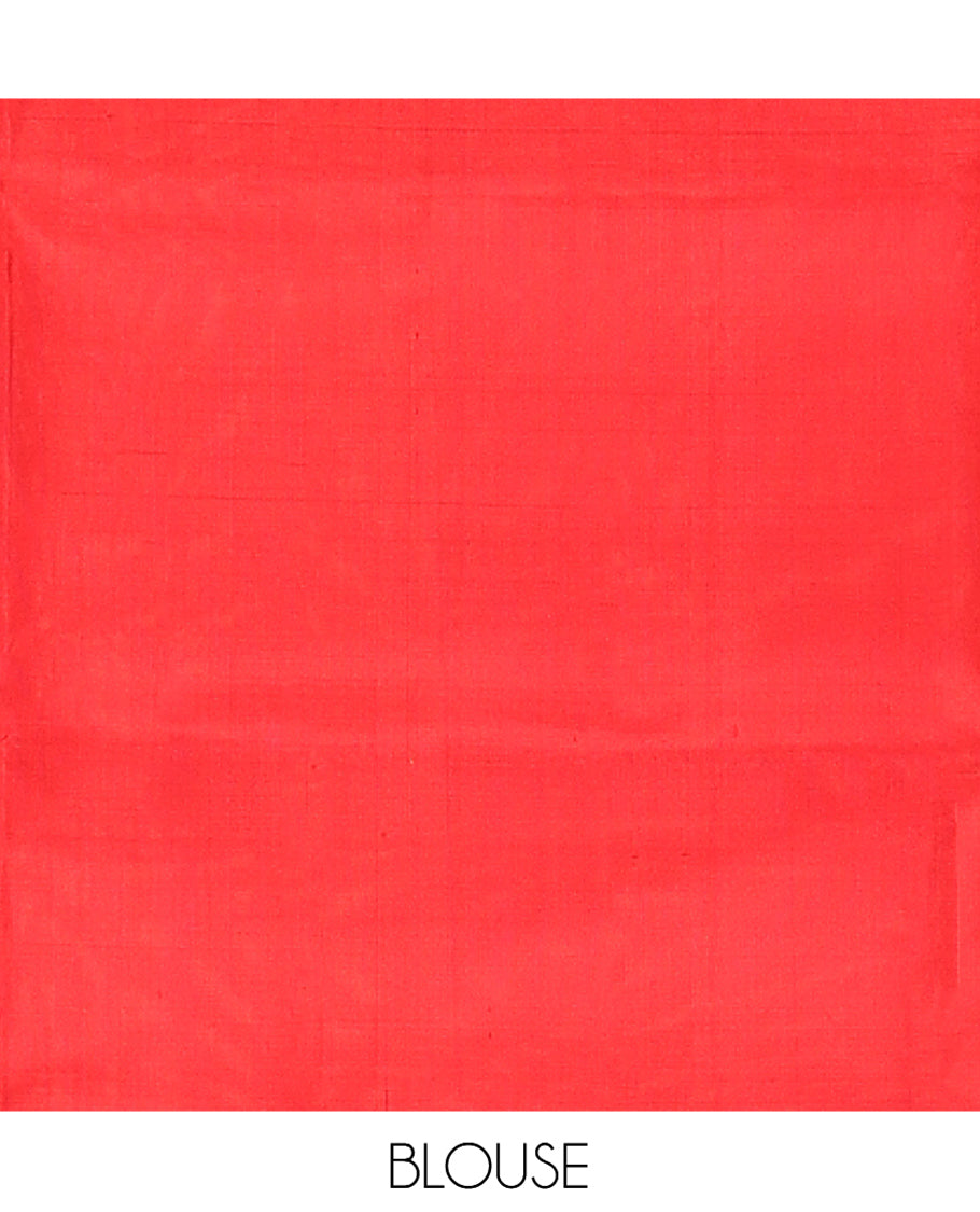 Borderless Red Mayuri Soft Silk Saree