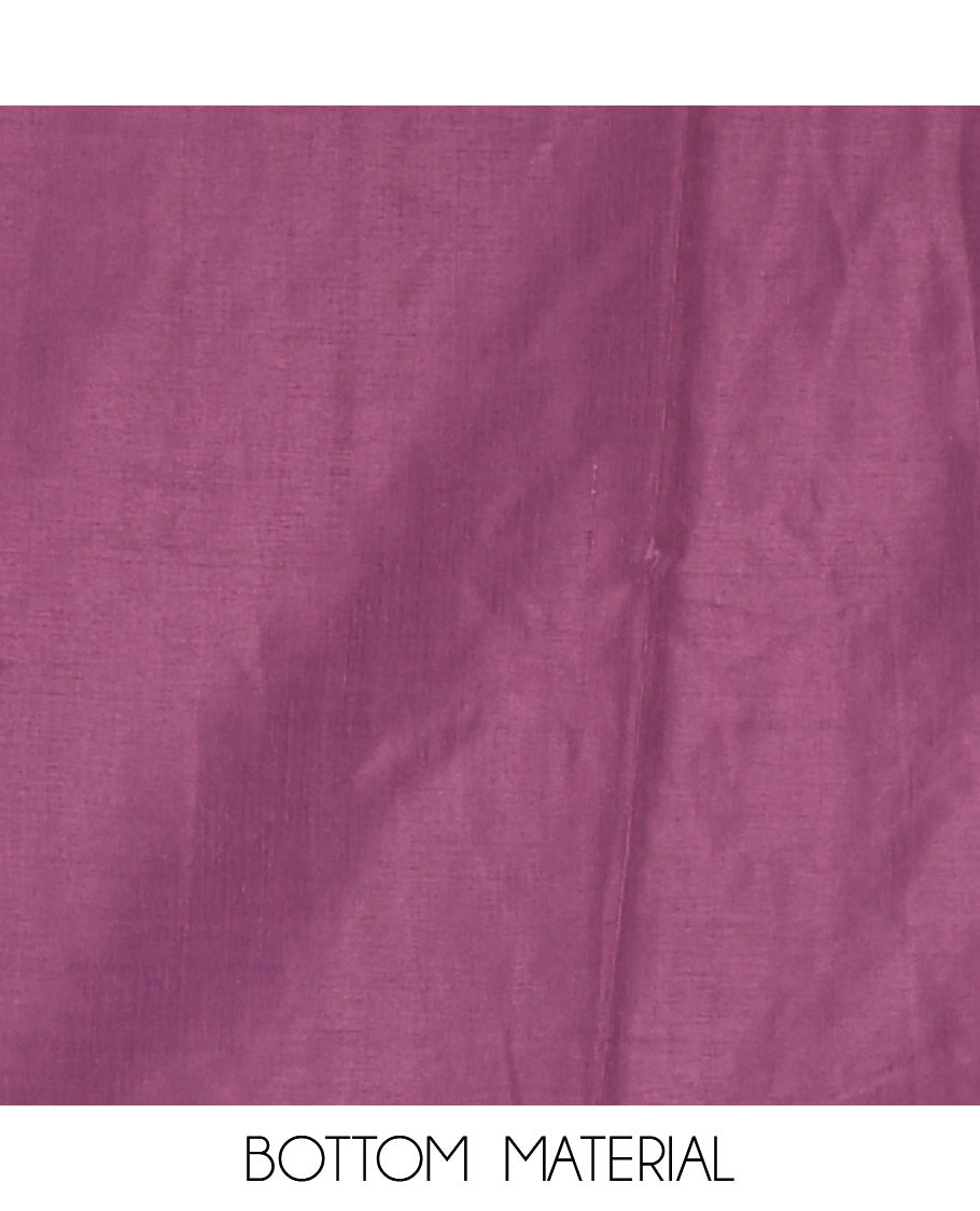 Dark Purple Banarasi Chanderi Material Churidar Features Zari Buttas Top, a Plain Bottom, and a Matching Dupatta