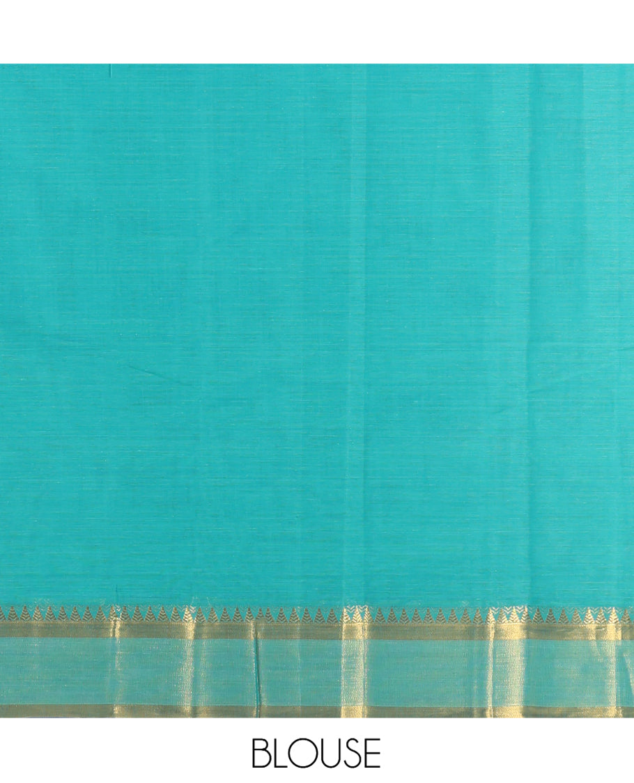 Blue Plain Kanchi Cotton Saree