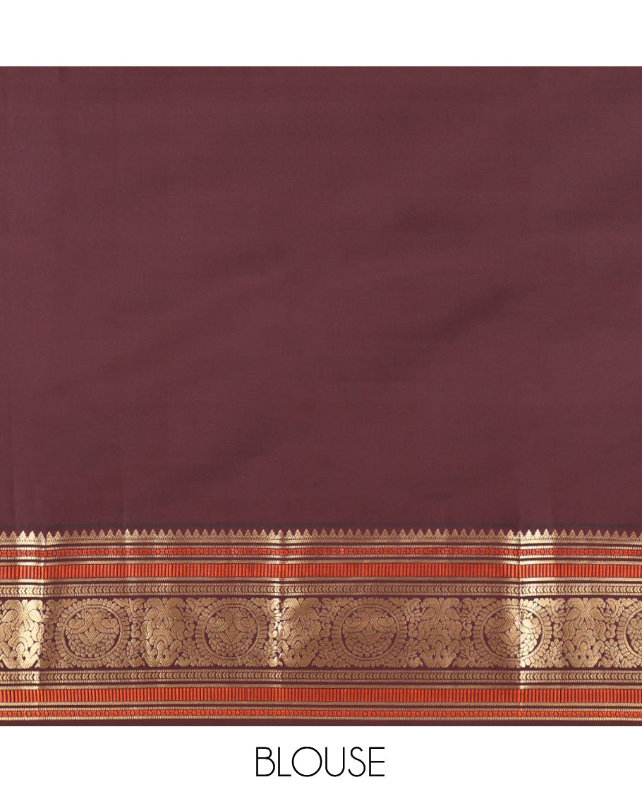 Yellow Plain Vasundhara Lite-Silk Mix Saree, Complemented by a Contrast Border of Muthu, Kathir, and Chakram Designs, Jaal Pallu, and a Contrast Blouse