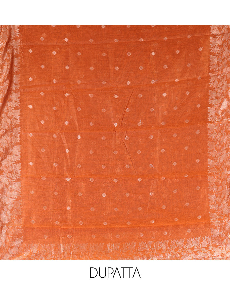 Chikku-Rust Shimmer Tissue Material Chudidar Set