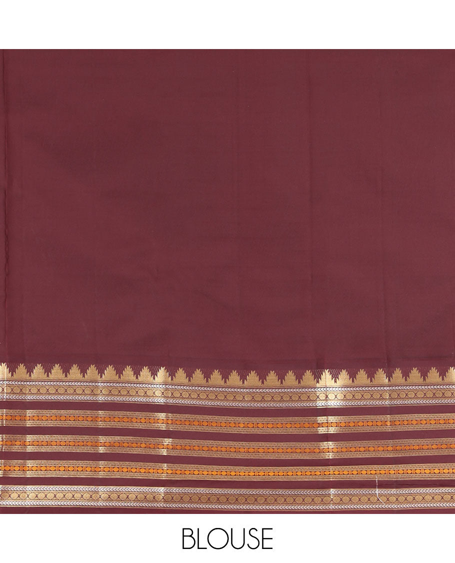 Red Vasundhara Lite Silk Mix Saree, Woven with Peacock Buttas, Contrast Border of Rekku, Kathir, Laddu Kamalam, Neli, and Poun Designs, Grand Pallu, and a Contrast Blouse