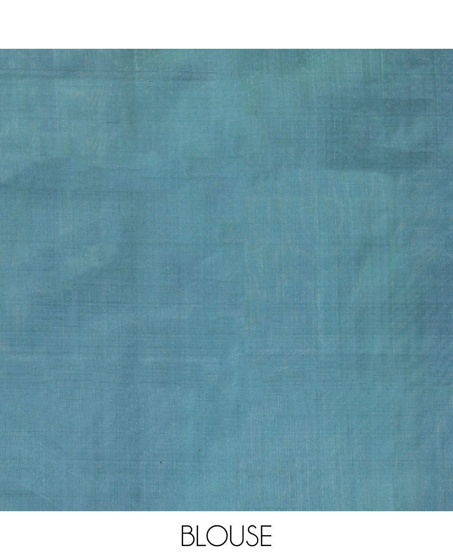 Grey Striped Uppada Silk Saree, Complemented by a Contrast Border, Plain Pallu, and a Contrast Blouse